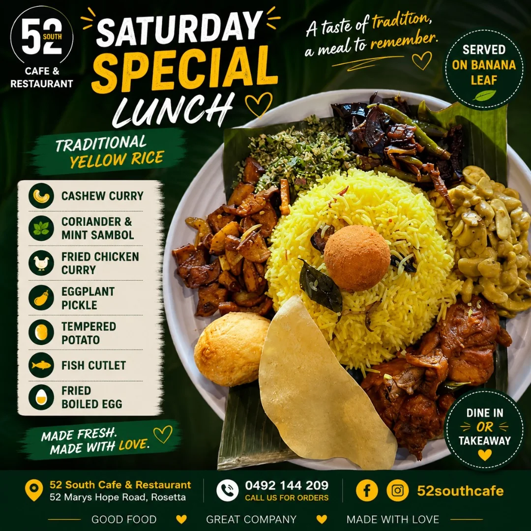 Saturday Sri Lankan rice and curry special at 52 South in Rosetta