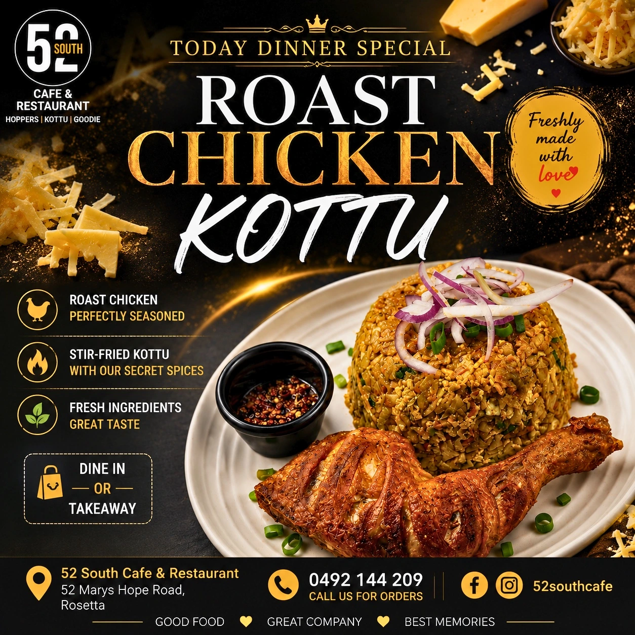 Roast chicken kottu special at 52 South